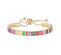 NHYHEHMR Jewelry New 2025 Arrival Colorful Sliding Half Chain Link Women Stone Yellow Plated Adjustable Bracelets Fashion With For You Accessories Trendy Creative Gift Gift