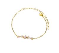 NHYHEHMR Jewelry New 2025 Arrival Elegant Zircon Flowers Bracelet For Women Hers Charm Color Stainless Steel Plant Bracelets Luxury Designer Jewelry Gifts Fashion Accessories Creative Gift Gift