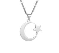 NHYHEHMR Jewelry New 2025 Arrival Stainless Steel Fashion Turkish Flag Star And Moon Pendant Necklace For Men And Women Fashion Faith Retro Jewelry Gifts Fashion Accessories Creative Gift gift
