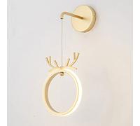 NHYHEHMR LED Wall Mount Light Ring Wall Lamp Metal Wall Sconce, Deer Wall Lighting Fixture Modern Headboard Lamps, Minimalist Wall Wash Lights for Living Room Bedroom Bedside (Black 3 Color Mode)