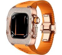NHYHEHMR Metal And Diamond Watch Case+Rubber Watch Strap Mod Kit,For Series 8 7 6 5 4 SE,Luxury Delicate Sport Rubber Band Modification Kit,For iWatch 40mm 41mm
