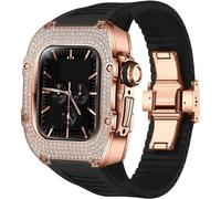 NHYHEHMR Metal And Diamond Watch Case+Rubber Watch Strap Mod Kit,For Series 8 7 6 5 4 SE,Luxury Delicate Sport Rubber Band Modification Kit,For iWatch 40mm 41mm