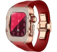 NHYHEHMR Metal And Diamond Watch Case+Rubber Watch Strap Mod Kit,For Series 8 7 6 5 4 SE,Luxury Delicate Sport Rubber Band Modification Kit,For iWatch 40mm 41mm
