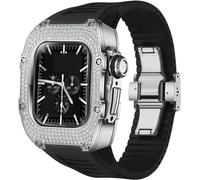 NHYHEHMR Metal And Diamond Watch Case+Rubber Watch Strap Mod Kit,For Series 8 7 6 5 4 SE,Luxury Delicate Sport Rubber Band Modification Kit,For iWatch 40mm 41mm