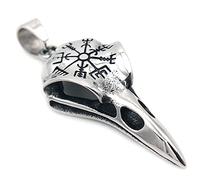 NHYHEHMR Odin Crow Skull Men's Ring Gothic en acier inoxydable Anneaux de boussole pour hommes Viking Valknut Ring Amulet Pattern Jewelry Gift