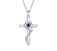NHYHEHMR Opal Flower Cross Pendant Baptême Bijoux Premières cadeaux de communion pour les femmes fillette