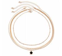 NHYHEHMR Pile en couches pour les femmes: gros tour de cou à chaîne de liens cubains avec pendentif en pierre précieuse, chaîne d'os de serpent avec pendentif à cinq feuilles chanceux