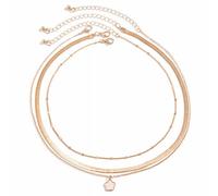 NHYHEHMR Pile en couches pour les femmes: gros tour de cou à chaîne de liens cubains avec pendentif en pierre précieuse, chaîne d'os de serpent avec pendentif à cinq feuilles chanceux