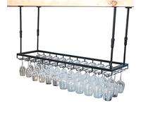 NHYHEHMR Plafonnage Suspendu à Vide de vin Suspendu en métal Verre à vin de Rangement de Rangement de Rangement réglable Restaurant à vin Upside Down Wine Tasses - Noir (Taille: 120x35 cm)