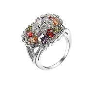 NHYHEHMR Plated 18K Rings for Women, Unique Promise Rings for Her Flowers Heart Shape Anniversary Ring Cubic Zirconia
