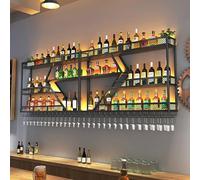 NHYHEHMR Pontage à vin à vin Flottant avec Porte-Bouteille en métal léger et Porte-vin Suspendu étagère de Rangement Multi-fonctionnal pour Les Barres de Salle à Manger Cuisine élégante et Solution
