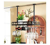 NHYHEHMR Porte-Bouteille à vin Suspendu avec Un Porte-vin en Verre et étagère, plafonniers pour Les Bars, Porte-vin Suspendue, Porte-étoue, casier à vin Peut accrocher Un Porte-greffe de vin et Un