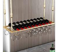 NHYHEHMR Porte-Bouteille à vin Suspendu avec Un Porte-vin en Verre et étagère, Porte-Vide de Plafond à vin, Porte-Gueule à vin Suspendu, Porte-Bouteille à vin, Porte-vin en Murs d'antiquité,