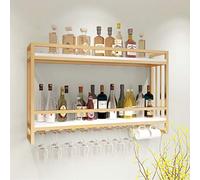 NHYHEHMR Porte-Verre à vin à 2 Couches monté sur Le Mur Industriel avec cloisons Rack de Bouteille en Fer pour Les Bars Caves à vin et Cuisines à Domicile