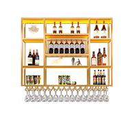 NHYHEHMR Rack à vin à vin Mural Rack en Verre à vin, avec Porte-Verre à vin Suspendu et étagère à Bouteille d'alcool à lumière LED, étagère d'affichage de Bouteille d'alcool, Racks de Rangement à