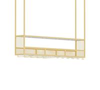 NHYHEHMR Rack à vin au Plafond avec étagère de Support à vin léger et Industriel pour Mur, Porte-Verre à vin Suspendu à 2 Couches pour Bar, étagère à vin en Fer en métal Noir/Blanc/Or