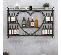 NHYHEHMR Rack à vin Mural avec Porte-Verre en Verre et étagères flottantes Stand de Fer Industriel en métal Industriel pour Le Bar de la Salle à Manger Taille: 120 * 15 * 80cm