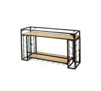 NHYHEHMR Rack à vin Mural de Style Industriel Vintage avec Support de Verre à vin Upside Down Horizontal Wine Rangement Rack et étagère pour Les Articles décoratifs