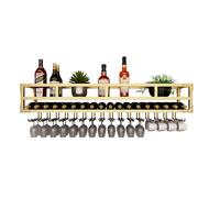 NHYHEHMR Rack à vin Mural sous étagère Porte-Verre à vin et Bouteille de Rangement des étagères de Bar avec Un étagère en Verre à vin.