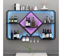 NHYHEHMR Rack d'affichage à vin Mural avec Porte-étagère Multifonctionnel pour Bar et Restaurant Black 100x20x70cm