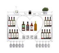 NHYHEHMR Rack de Bouteille à vin en métal avec Support en Verre et étagères Solution de Rangement Mural pour Les Amateurs de vin (140 cm / 55 Pouces de Noir)