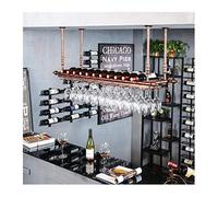 NHYHEHMR Rack de Bouteille Suspendue à vin de vin décoration, Porte-vin en Verre de vin à vin, Rack de gobelet créatif de Barre à l'envers (Couleur: Marron, Taille: 120 * 30cm)
