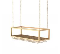 NHYHEHMR Rack de vin en métal monté sur Le Plafond avec étagère de Rangement en Verre à Champagne Creative Bar Racks pour Suspendre l'or (80x25x20cm)