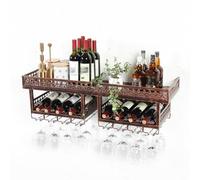 NHYHEHMR Rack de vin Industriel, Porte-Verre en Verre à vin Mural, Armoire à 2 Couches à la Hausse en Verre de vin étagère en Verre étagère en Verre Suspendu.