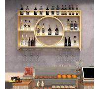 NHYHEHMR Rack de vin monté avec Porte-Verre à vin, étagère à vin en Fer, étagères à Barres flottantes, étagère d'affichage de Bouteille d'alcool avec lumière LED, Supports de Rangement Suspendus,