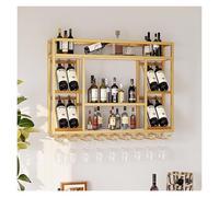 NHYHEHMR Rack de vin monté avec Un Porte-Verre à vin, étagère de Bar, étagères à Barres murales, étagère d'affichage de Bouteille d'alcool, Porte-vin Murale, grilles de Rangement à vin en métal pour