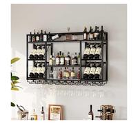 NHYHEHMR Rack de vin monté avec Un Porte-Verre à vin, étagère de Bar, étagères à Barres murales, étagère d'affichage de Bouteille d'alcool, Porte-vin Murale, grilles de Rangement à vin en métal pour