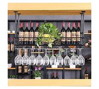 NHYHEHMR Rack de vin Suspendu avec Porte-greffe et étagère, Porte-Vide de Plafond à vin, Porte-vin Suspendu, Porte-Bouteille Vintage, Porte-Vigne Murale Antique, gob (Blanc 60 * 25cm)