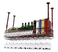 NHYHEHMR Rack de vins Hanging Rack à vin avec Porte-Verre en Verre et Amateurs de vins d'étagère Meubles de Bar et Porte-viles Plafond réglable Plafond monted Suspension de Bouteille de Vide de vin