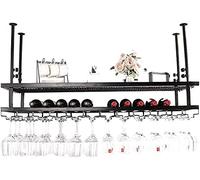 NHYHEHMR Rack de vins Suspendu en Verre à vin Porte-étrecrasse de vins de Ventre étagère de Rangement de vins étagère de Rangement de vin, 50cmx30cm | Noir