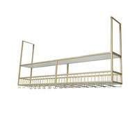 NHYHEHMR Rack en Verre à vin au Plafond, Armoire à vins Suspendue, en Fer, Porte-vin Murale avec Porte-vin en Verre, Porte-greffe de Bouteille étagères de Bar, étagère d'alcool, pour la Cave à vin