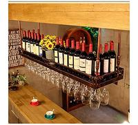 NHYHEHMR Rack en Verre à vin Suspendu américain, Barre de Plafond en Fer forgé, Support de Verre à vin, Porte-étrecs à Un Rack de vins à Bascule, Bar à vin, Noir, 60 * 35 cm