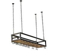 NHYHEHMR Rack exposant à vin Plafond Rack à vin - Hauteur et Largeur réglables, Porte-Bouteilles à l'envers et Support de Verre à vin, étagère en Verre d'étagère en Verre étagère étagère