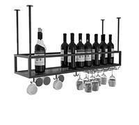 NHYHEHMR Rack exposant à vin Plafond Rack et Porte-vin à vin, étagère en Verre en métal en métal et étagères de Rangement, Porte-Bouteilles à vin Suspendu réglable,