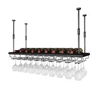 NHYHEHMR Rack exposant à vin Plafond Rassel à vin - étagères flottantes suspendues, Porte-Rangement en Fer forgé Mural, Porte-Bouteille à vin monté à Un Niveau à Un Niveau,