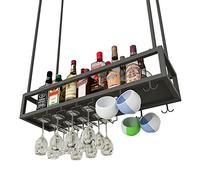 NHYHEHMR Rack exposant de vins Plafond Rasse-vin - Placez Les étagères flottantes en Bois Massif - Murd Murd Iron Art Wine Bottle - Rassel de Bouteille Vintage inversé -