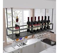 NHYHEHMR Racks à vin Bar Unité du Support à vin Plafond de Vide de Vide de vin Suspendu Hauteur de vin réglable Hauteur de vitraux Champagne Prises de voûte en gobelet étagères flottantes, pour Bars,