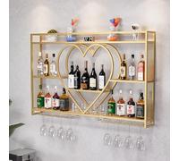 NHYHEHMR Racks à vin Mural, étagère en Bouteille en métal avec Porte-étalons, Porte-Verre à vin Noir, Barre de Bar à 3-Tiers étagères flottantes, Porte-Affiche de Rangement à vin Multi-Fonction