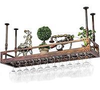 NHYHEHMR Racks à vin, Plafond Bas à vin Hauteur/Murd Mall Hanging Wine Bottle Gardder/Metal Iron Wine Verre Rack en Verre de gobelet Pristware/étagère à vin Flottante/Porte-vin Suspendu / 120 * 35 cm