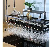 NHYHEHMR Racks à vin Porte-vin de Type Noir/Porte-Bouteille à vin réglable Suspendu en Verre de vin/Racks de Volets en gobelet/Porte-Parole Vintage des Racks de décoration / 60 * 30cm