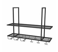NHYHEHMR Racks de Rangement montés sur Le Plafond Président à vin à vin et en Verre, étagère de Porte-vin Industrielle Murale, Porte-Toile de Verre à vin Suspendu à 2 Couches, pour Bar/Cuisine