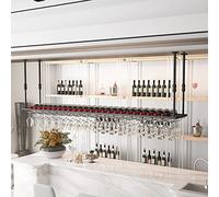 NHYHEHMR Racks de vestiaires Suspendus, Porte-Porte-Viol au Plafond, étagères flottantes, Porte-étapes étagère, Porte-Bouteilles à vin réglable, Support de Tasses à vin à l'envers (Taille: 60cmx30cm)