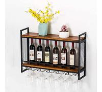NHYHEHMR Rasse-vin, étagères flottantes rustiques Vintage, Porte-vides, Barre de Cuisine en Bois et de Vide en Bois Porte-Tige de vins, Porte-gobelet 2 Niveaux 2 Niveaux étagère Murale décoration