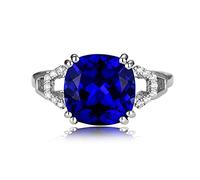 NHYHEHMR Ring 925 Classic avec Square Ruby/Emerald Gemstone Charm Femmes Jewelry Engagement Lady Gift Taille 6-10