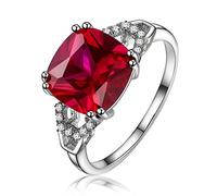NHYHEHMR Ring 925 Classic avec Square Ruby/Emerald Gemstone Charm Femmes Jewelry Engagement Lady Gift Taille 6-10