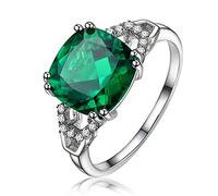 NHYHEHMR Ring 925 Classic avec Square Ruby/Emerald Gemstone Charm Femmes Jewelry Engagement Lady Gift Taille 6-10